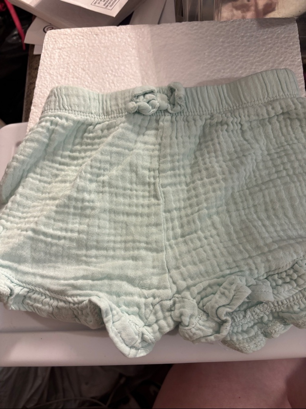 Light Mint Exersauce Ruffle Hem Shorts 3-6 months